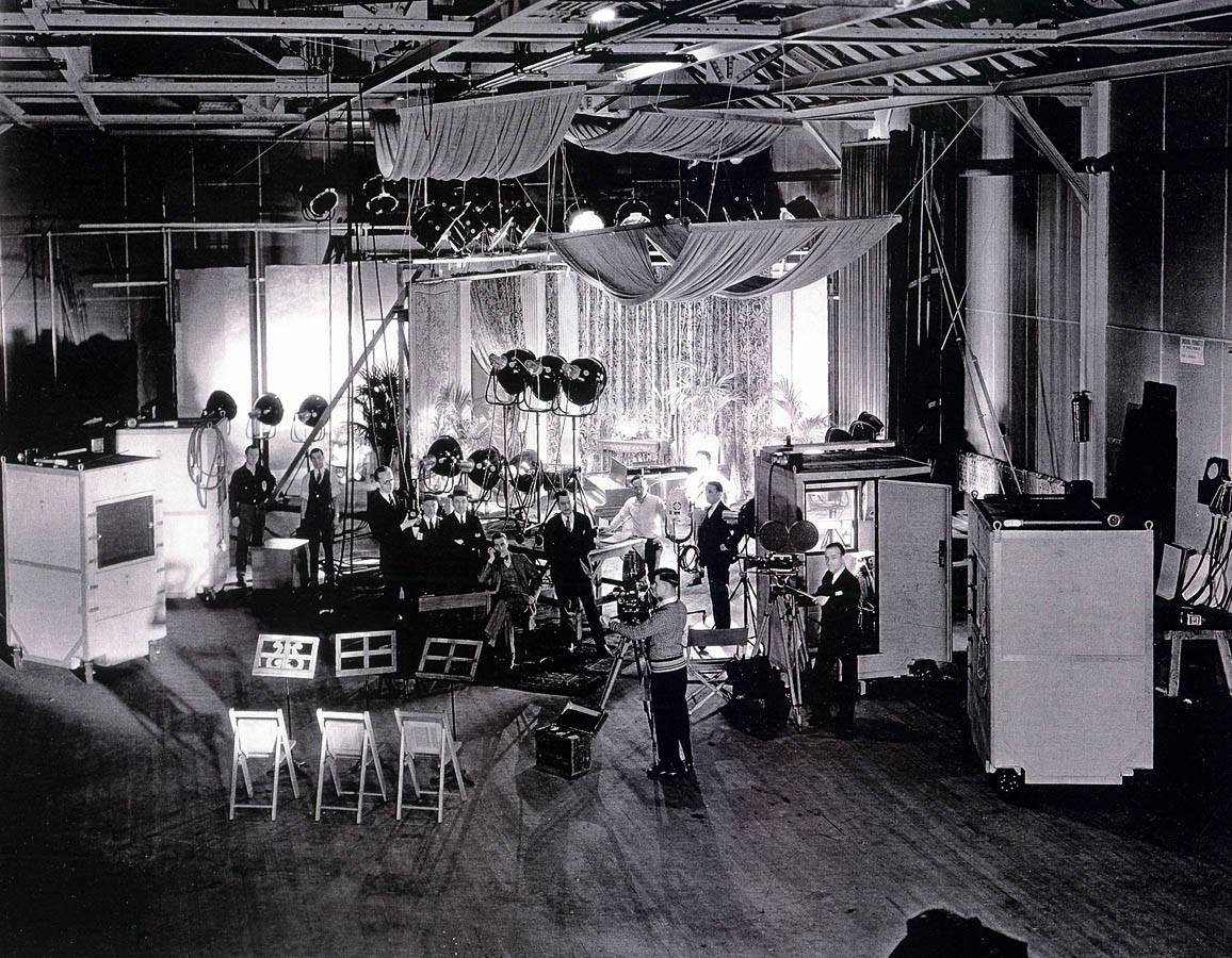Vitaphone set,with isolation booths for cameras.
